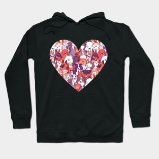 Cute dog breeds illustration in a heart Hoodie